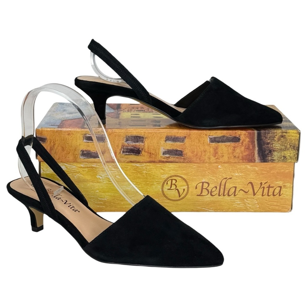 Bella Vita Sarah Black Suede Leather Womens Kitten Heels Size 6.5M